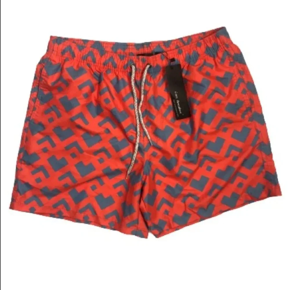 Lars Amadeus Geometric Swim Trunks  36